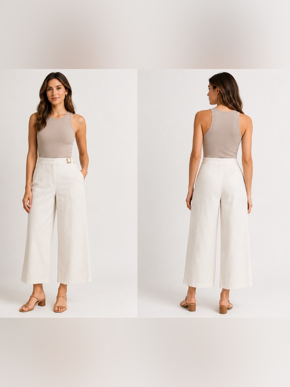 NWT JM Studio White Linen-Blend Wide-Leg Pants Size 10